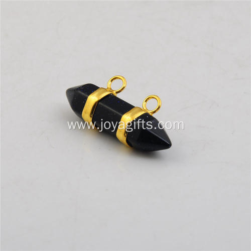Supplier Charm Blue Goldstone Hexagon Bicone Pendant Gold Plated for Fashion
